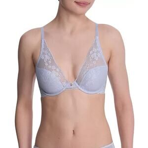 Natori Women's Lace Plunge Convertible T-Shirt Bra, Blue Size 32DD 0240